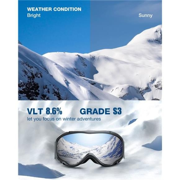 Lagopus B1 Ski Goggles OTG Anti fog Snow Goggles UV Protection Snowboard Goggles - Picture 2 of 6